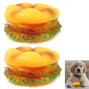 2 Pack Hamburger Squeaky Dog Toy Fun Rubber Chew Sound Squeeze Pet Puppy Gift