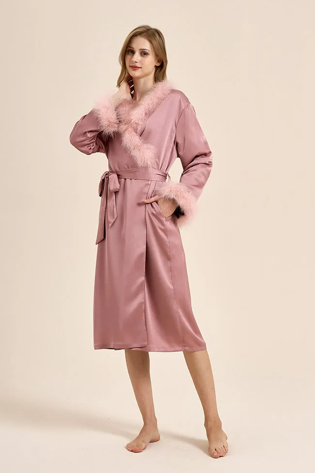 Bettie Page Lilac Feather Robe
