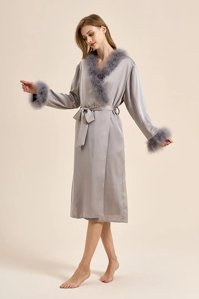 Bettie Page Lilac Feather Robe