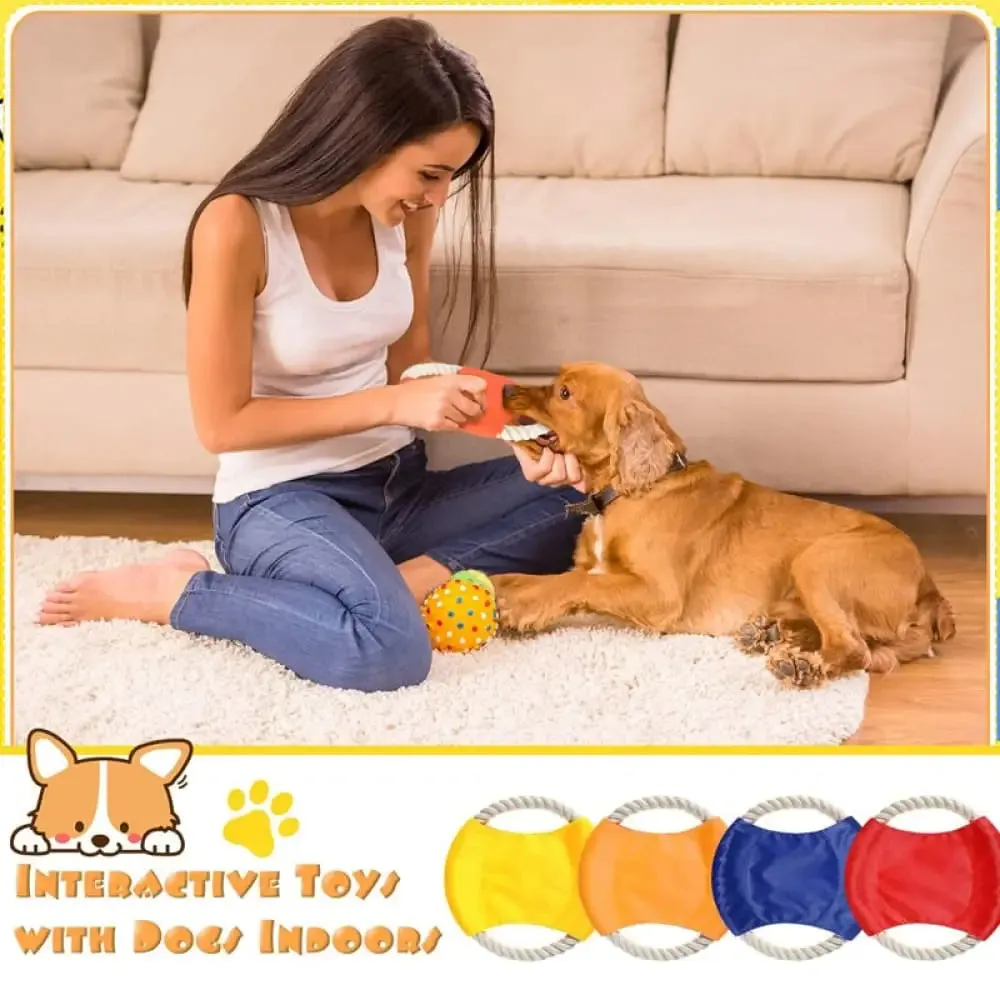 Bite-resistant Durable Cotton Flying Discs Dog Rope Toy for Large Medium Small Pet