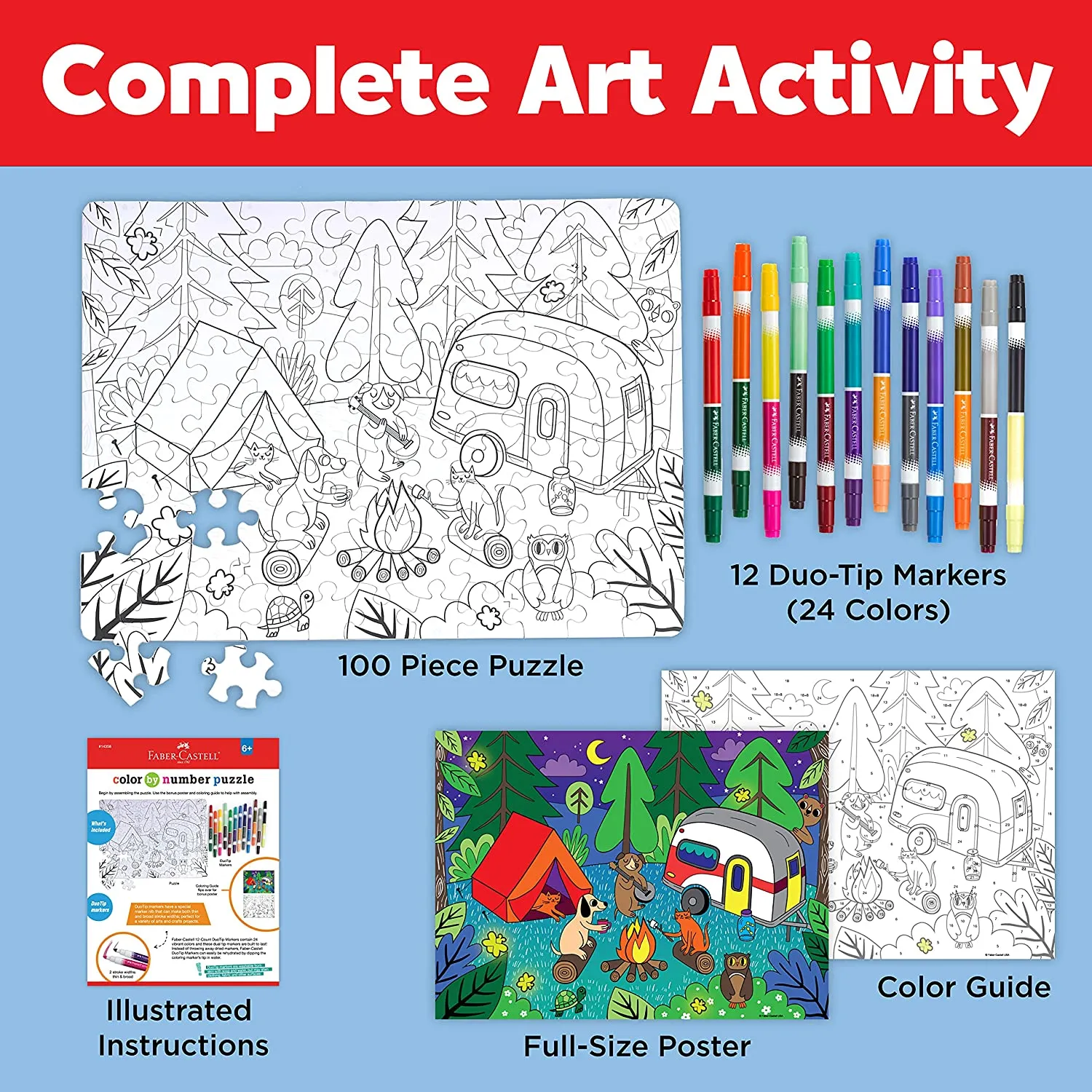 Creativity for Kids 14358 Color By Number Puzzles-Camping
