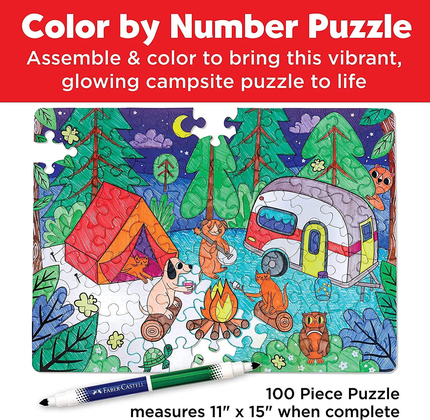 Creativity for Kids 14358 Color By Number Puzzles-Camping