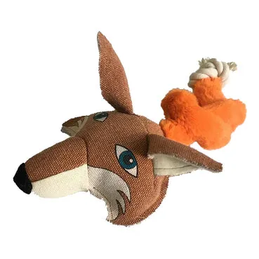 Dogline 22" Safari Fox Ball & Rope Dog Toy