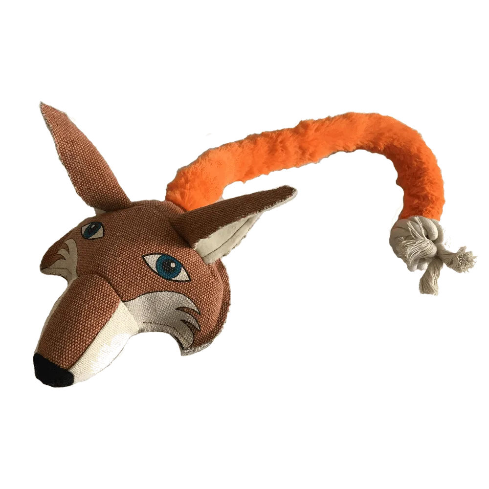Dogline 22" Safari Fox Ball & Rope Dog Toy