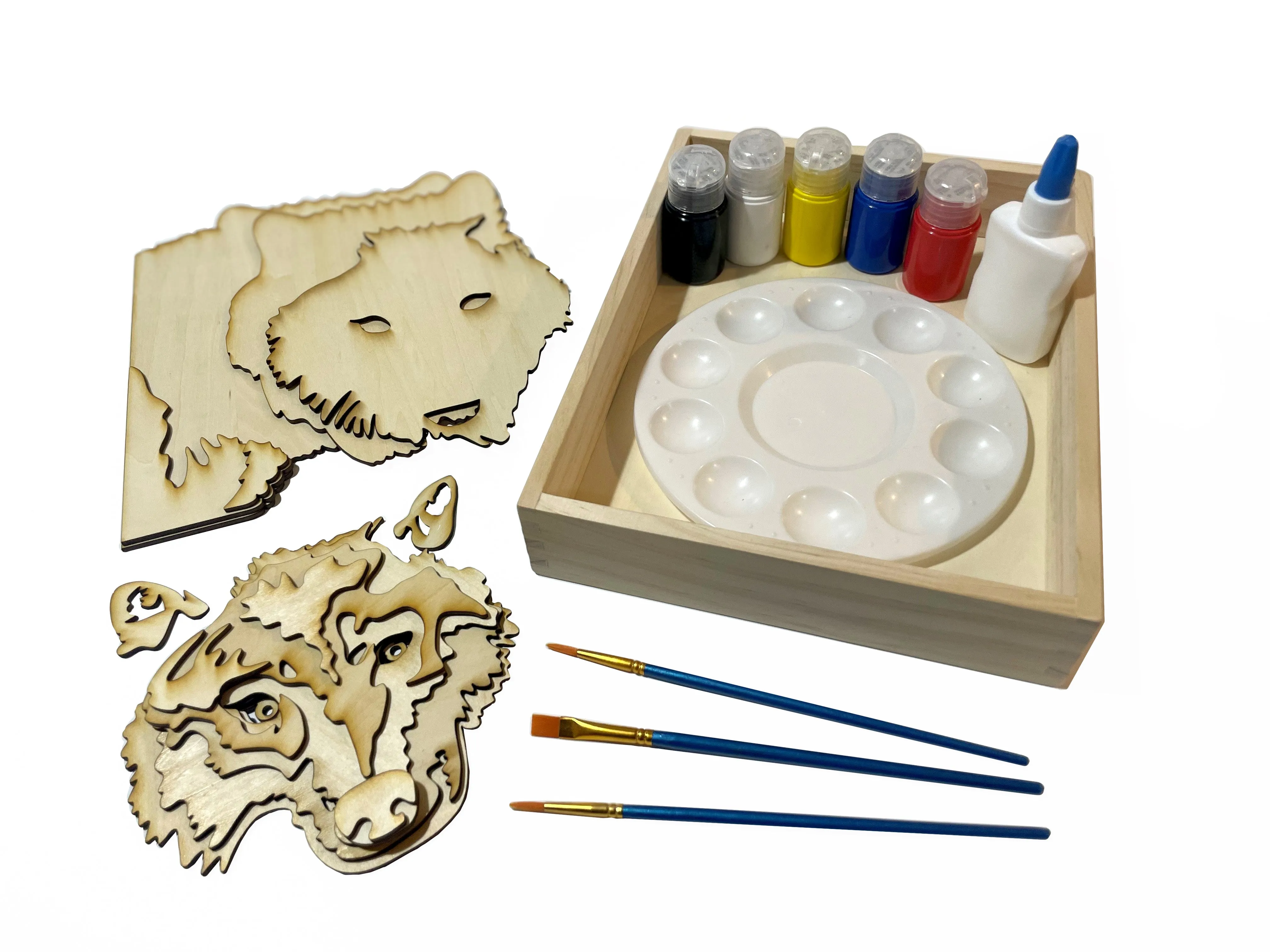 Get Stacked Paint & Puzzle Kit - Gray Wolf