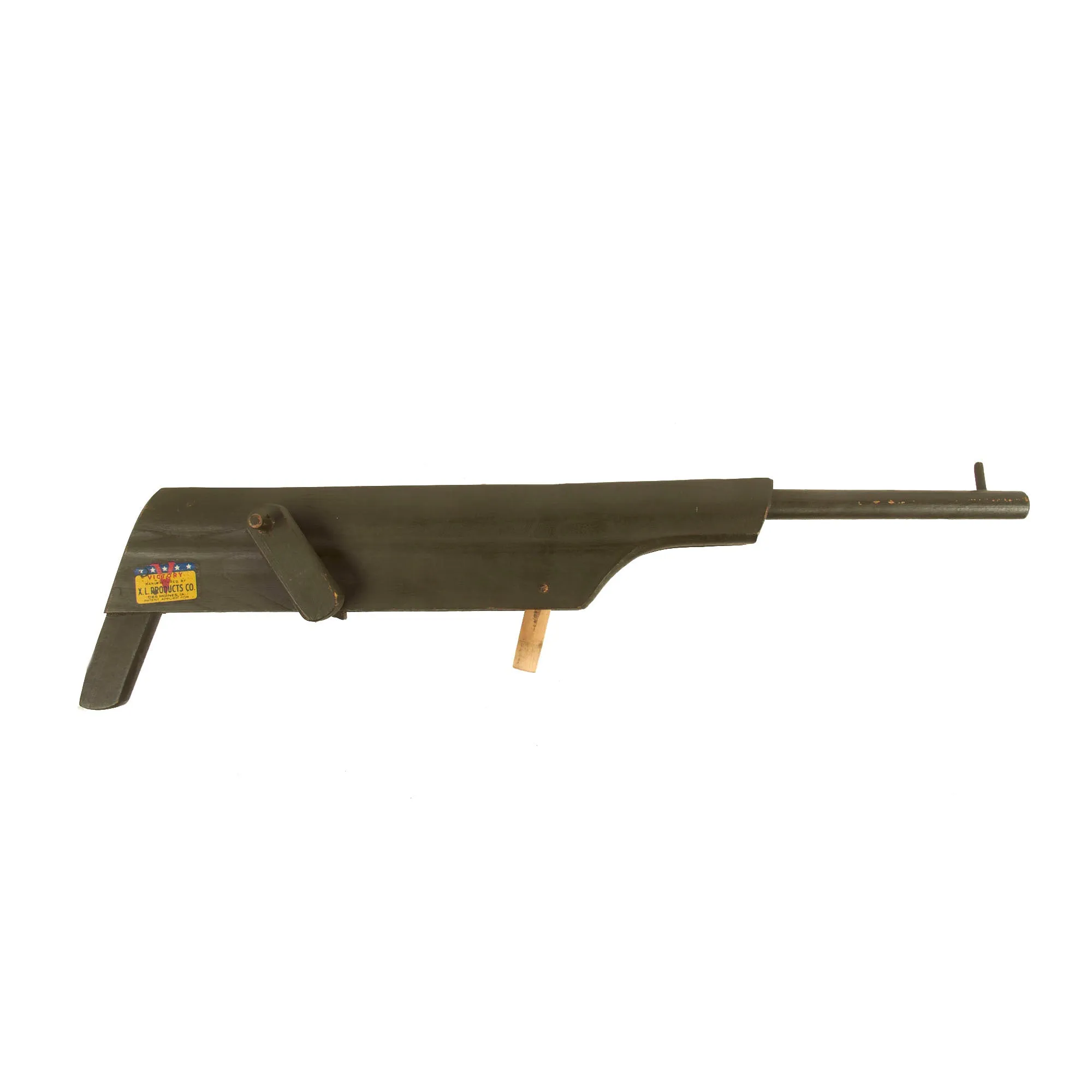 Original U.S. WWII Homefront "Victory" Wooden Toy Machine Gun by X.L. Products Co. with Mount