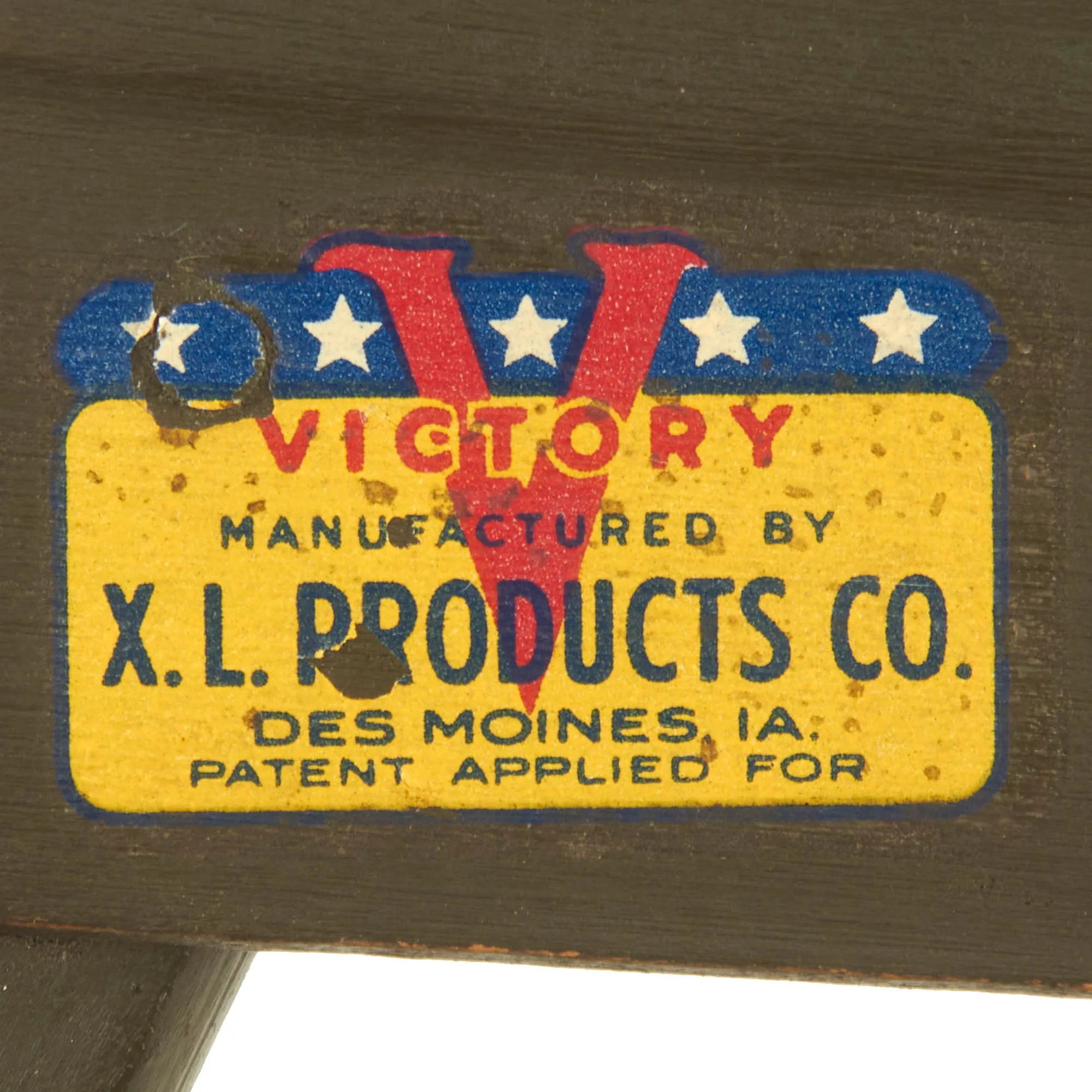 Original U.S. WWII Homefront "Victory" Wooden Toy Machine Gun by X.L. Products Co. with Mount